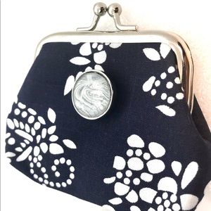 Black and white coin purse handmade 20mm snap